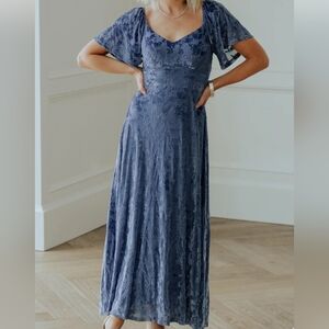 Baltic Born Wisper Blue Floral Lace Maxi Dress